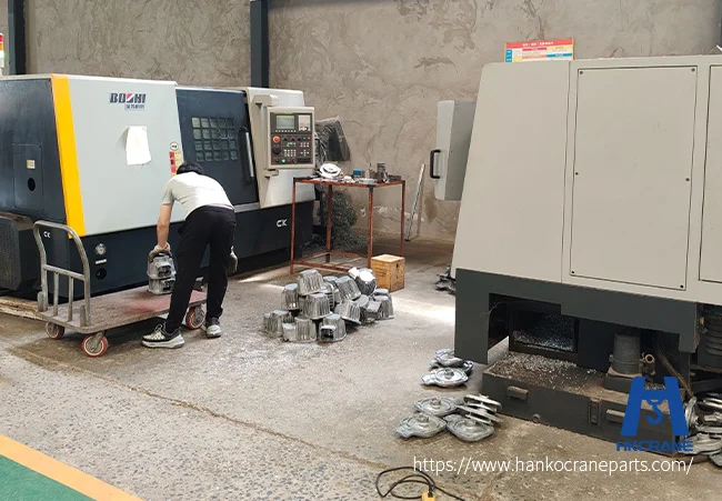 CNC machining process for manufacturing crane storm brake components