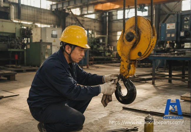 Technician-performing-preventive-maintenance-to-prevent-common-overhead-crane-problems