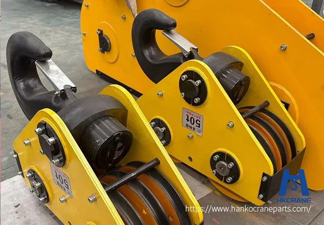 Overhead crane hook block assembly with sheaves and pulley system