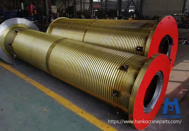 Wire-rope-drum-with-machined-rope-grooves-for-overhead-crane-hoisting-system