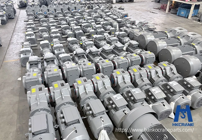 Finished crane gear reducer types side by side: ZQ-series cylindrical units in different center distances